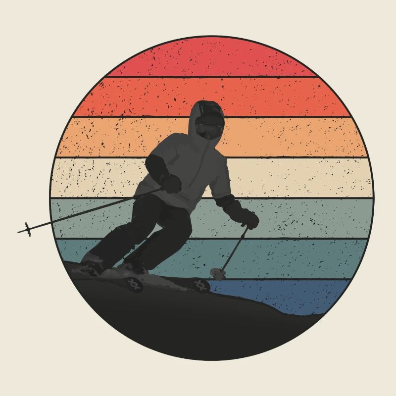 Skiing downhill in sunset