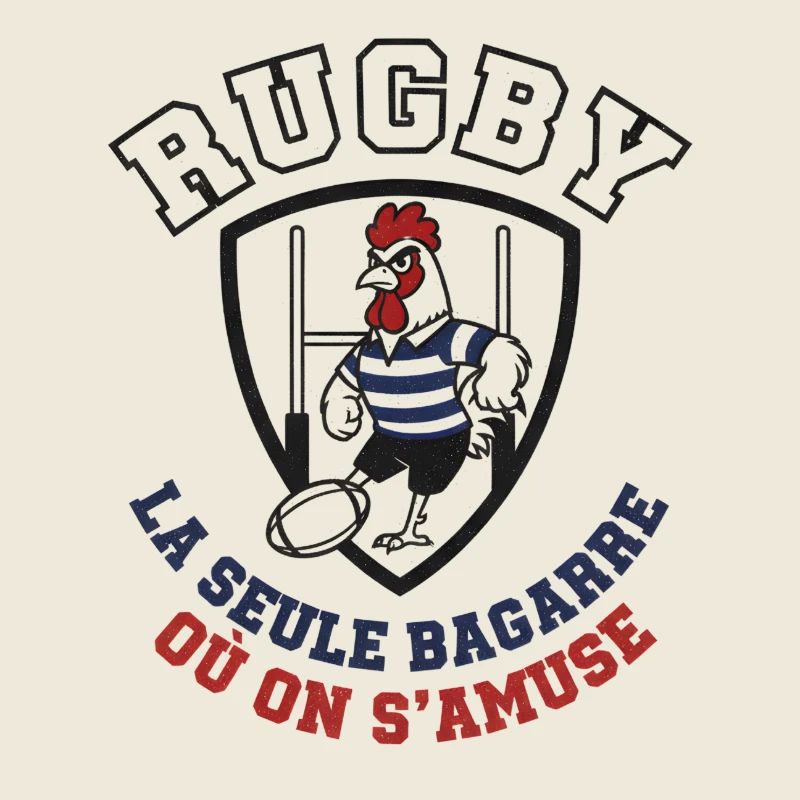 Coq Rugby Bouclier Stylisé