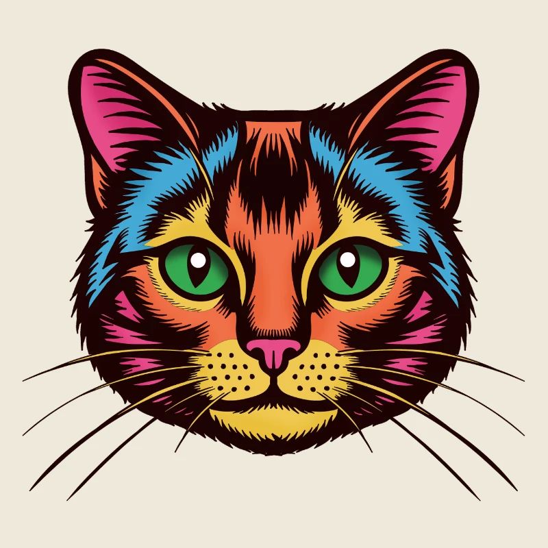 Bunte Katzen Popart Gesicht