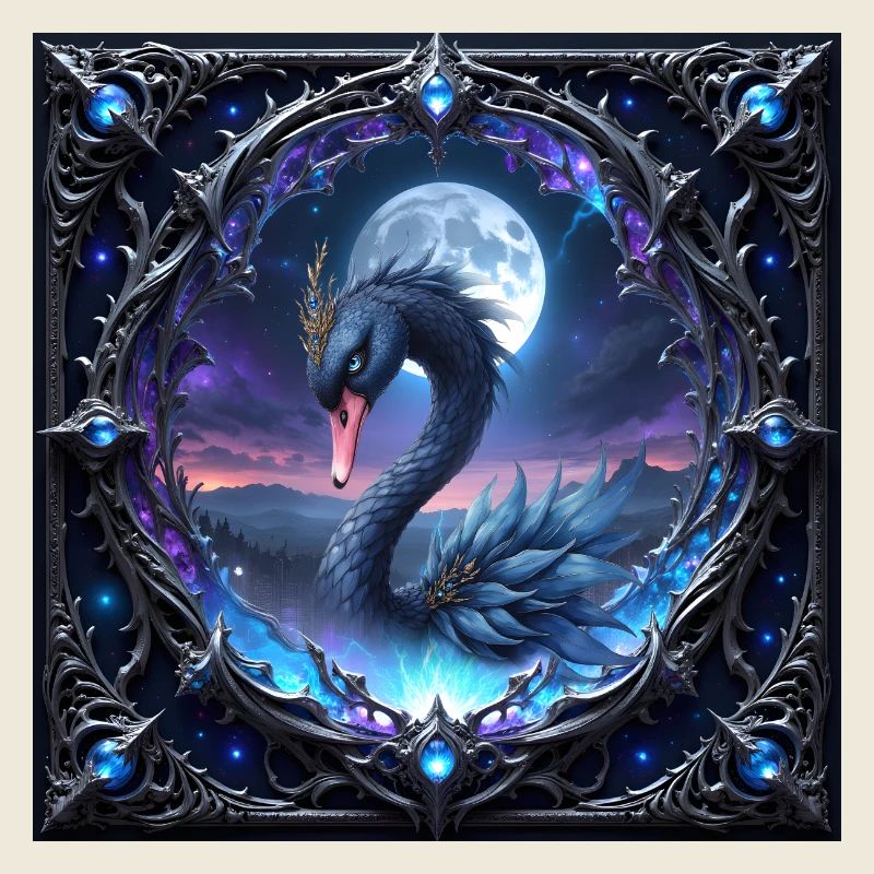 Cygne dragon de lune en filigrane
