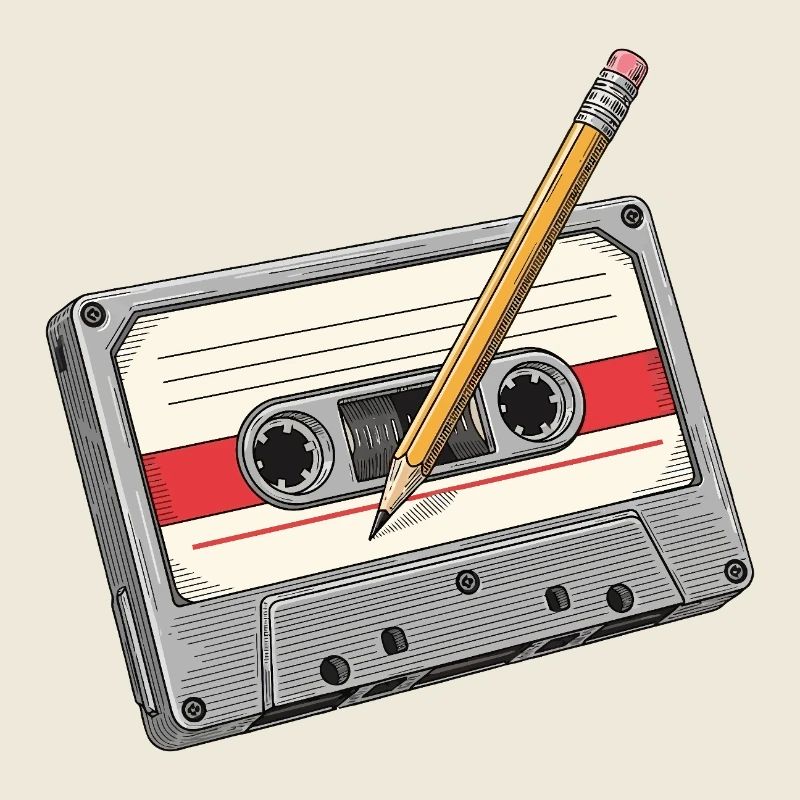 Analogkassette mit Bleistift