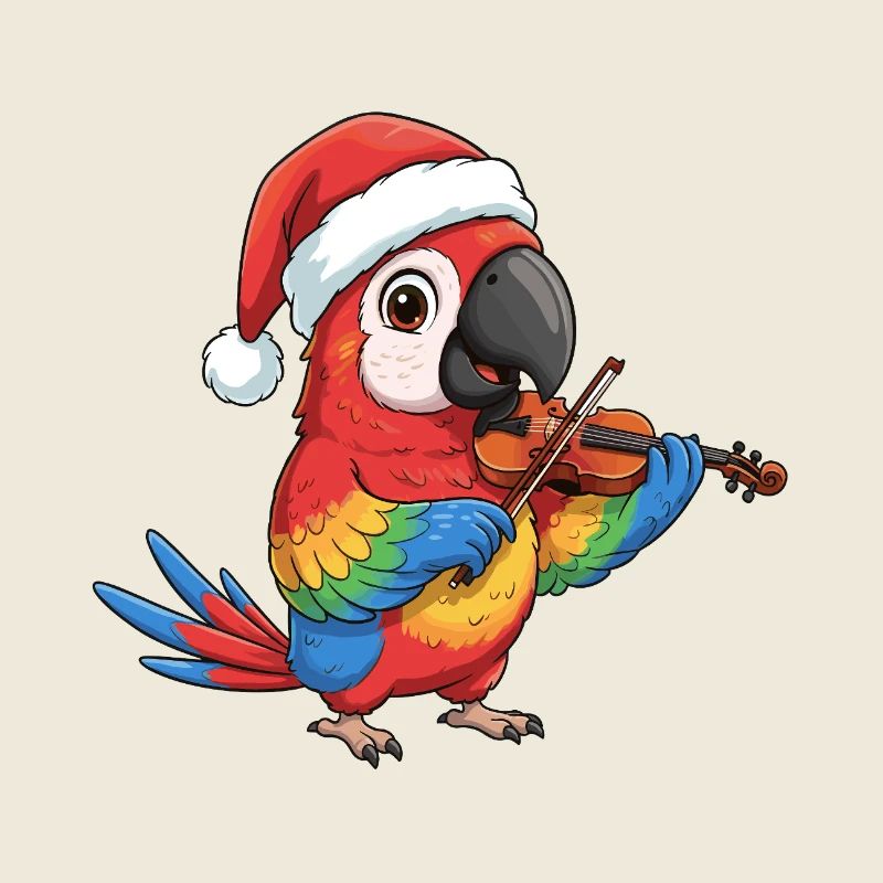 Perroquet de Noël jouant du violon