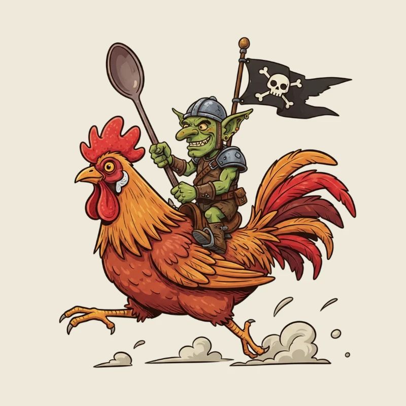 Cavalier gobelin sur un coq