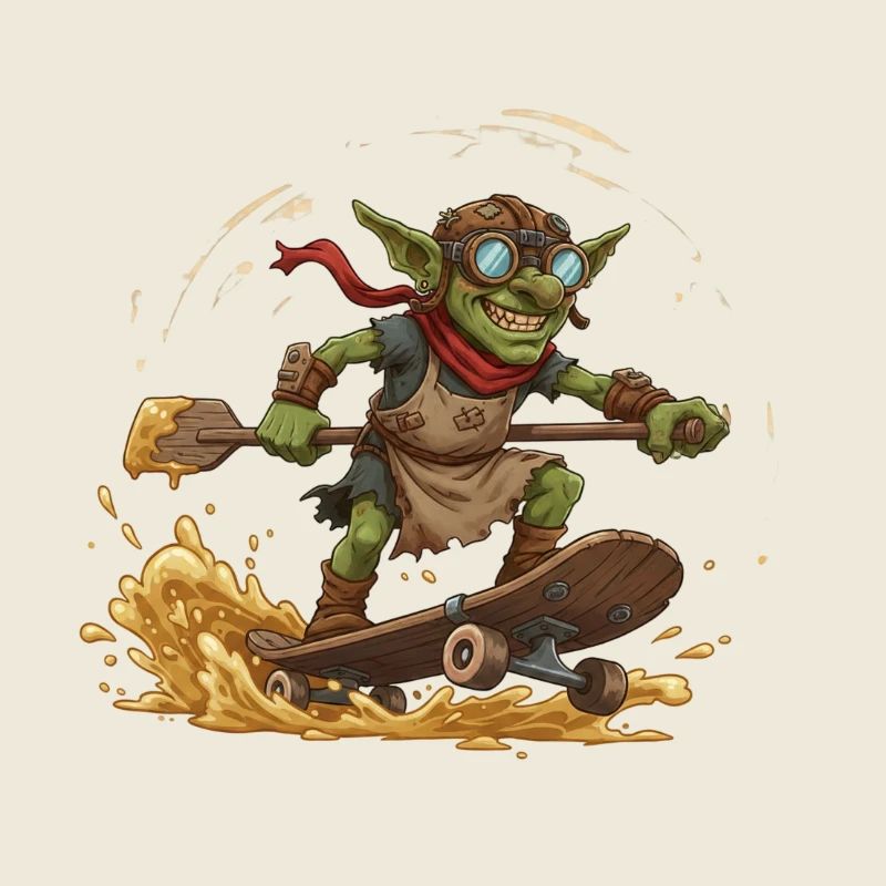 Goblin auf Skateboard