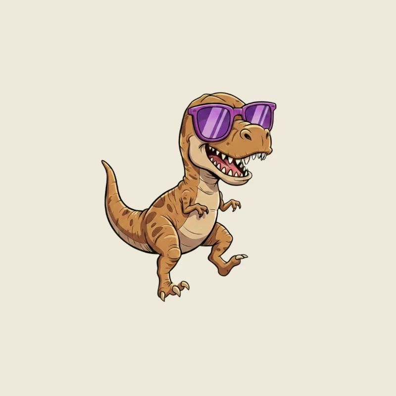 Dino avec des lunettes de soleil violettes