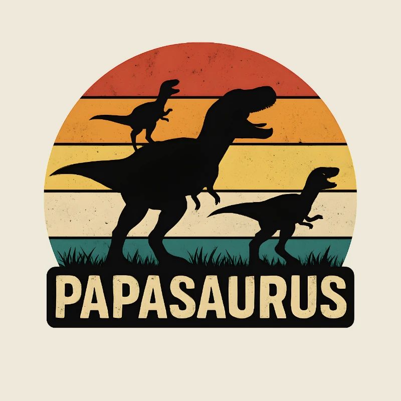 Papasaurus Dino Retro Sonnenuntergang
