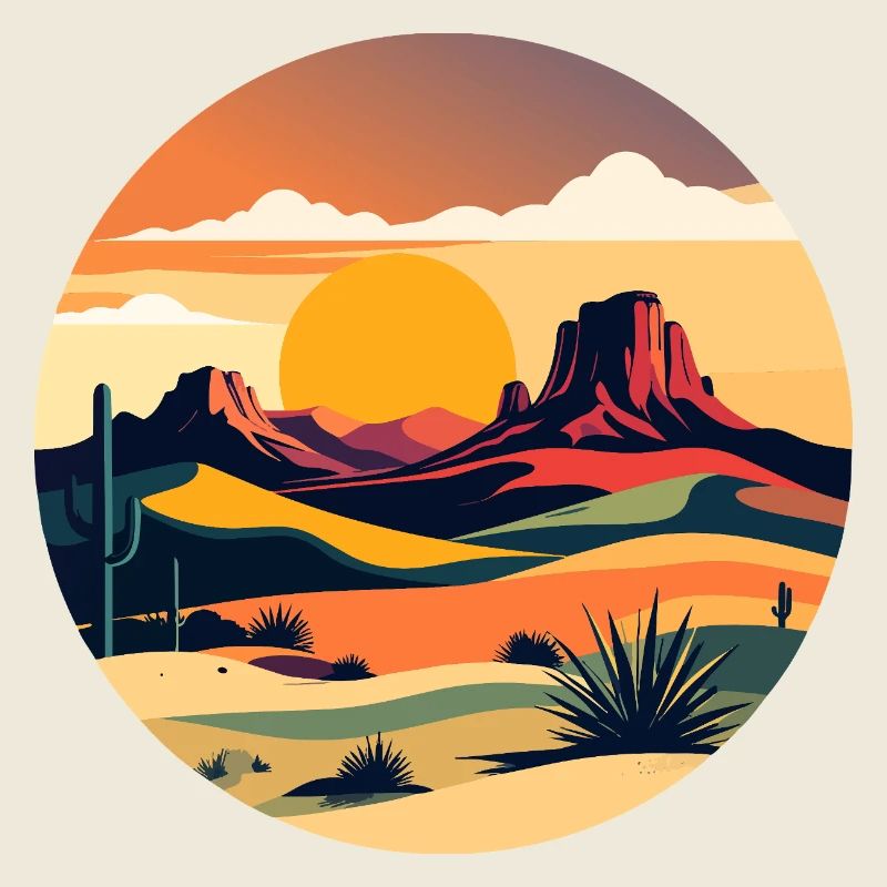 Sunset in desert landscape