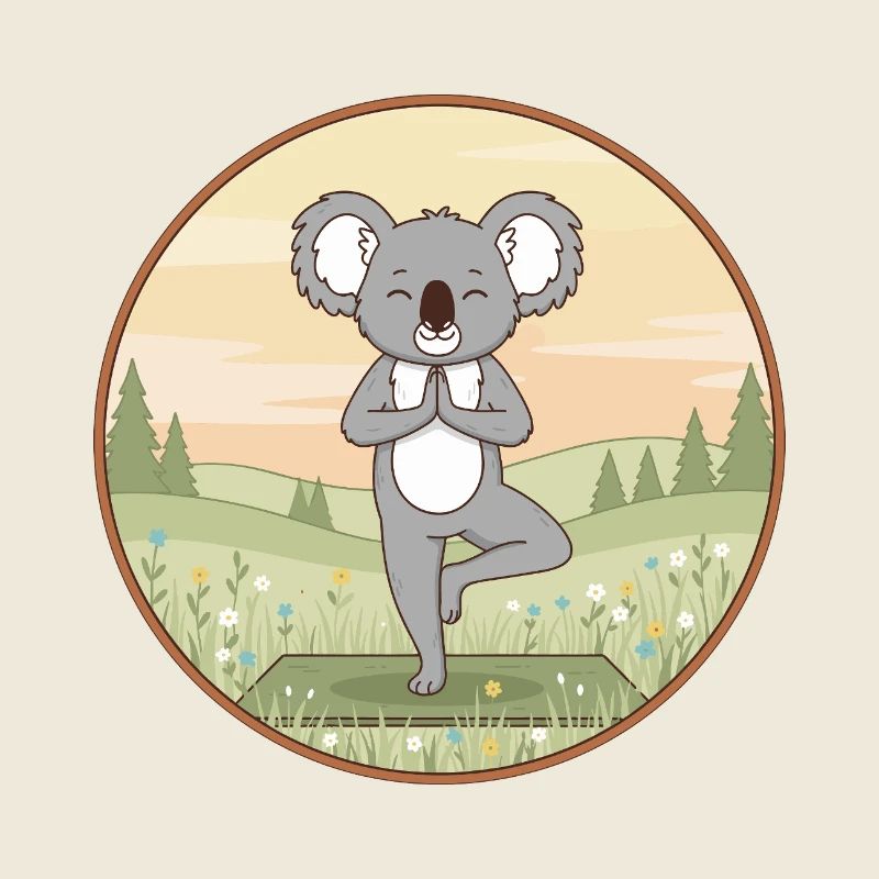 Yoga Koala Bear Doing Tree Pose Art