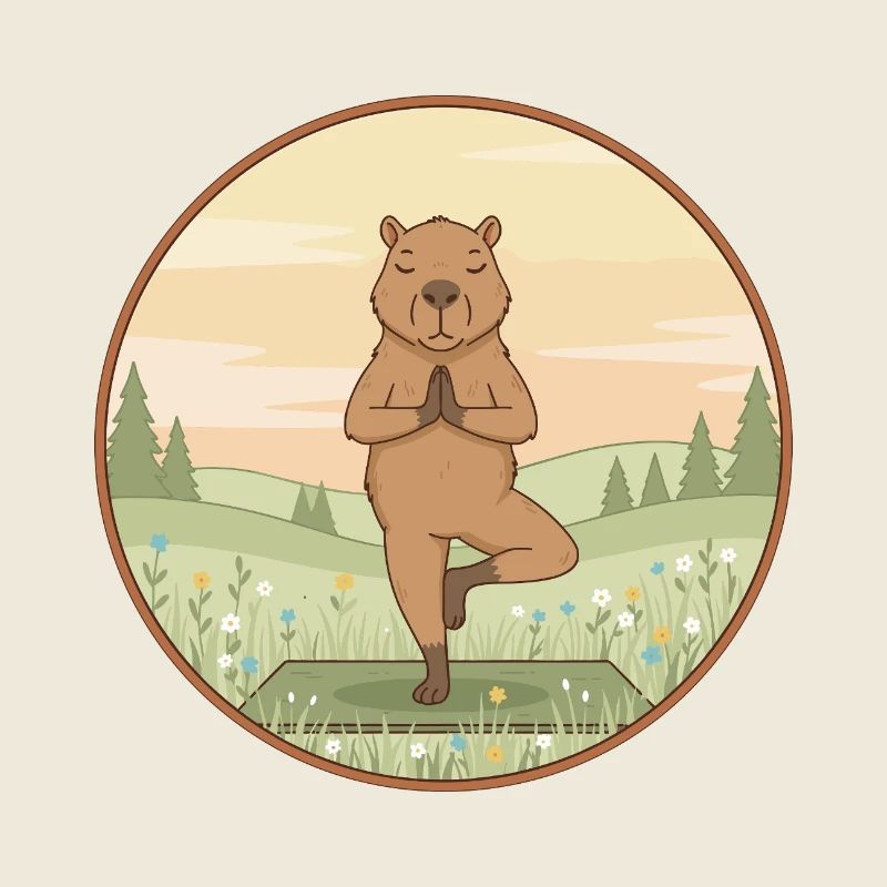 Yoga de rongeur capybara faisant la posture de l’arbre