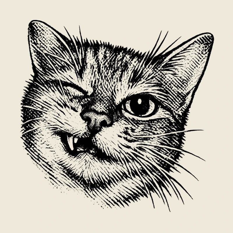Funny Cat – Winking Halftone Motif