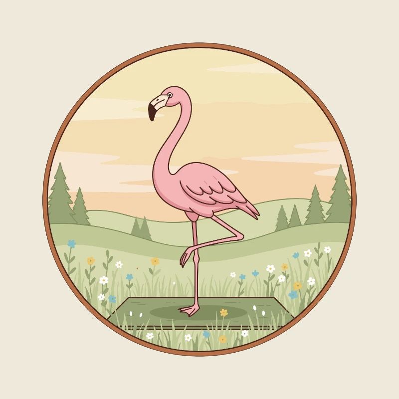 Yoga Flamant rose faisant la posture de l’arbre