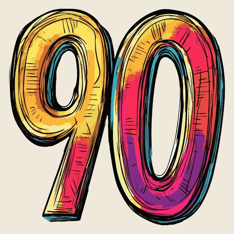 90 Zahl Bunt