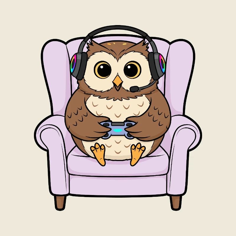 Gamer Eule Vogel spielt Videospielkunst