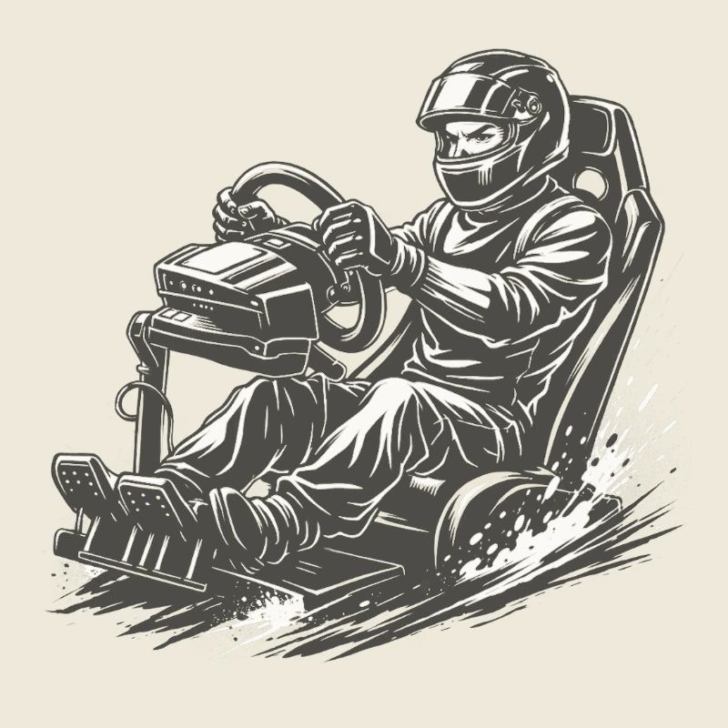 Simracer im Comic-Ink Stil in Action