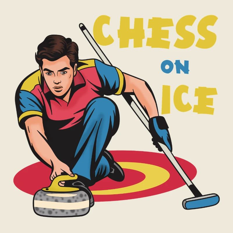 Schach auf dem Eis: Eis-Curling Motiv
