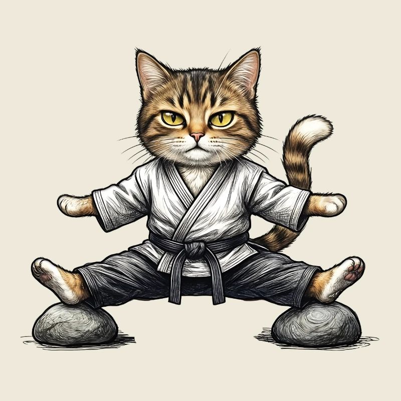 Karate-Aikido-Katze im Kimono