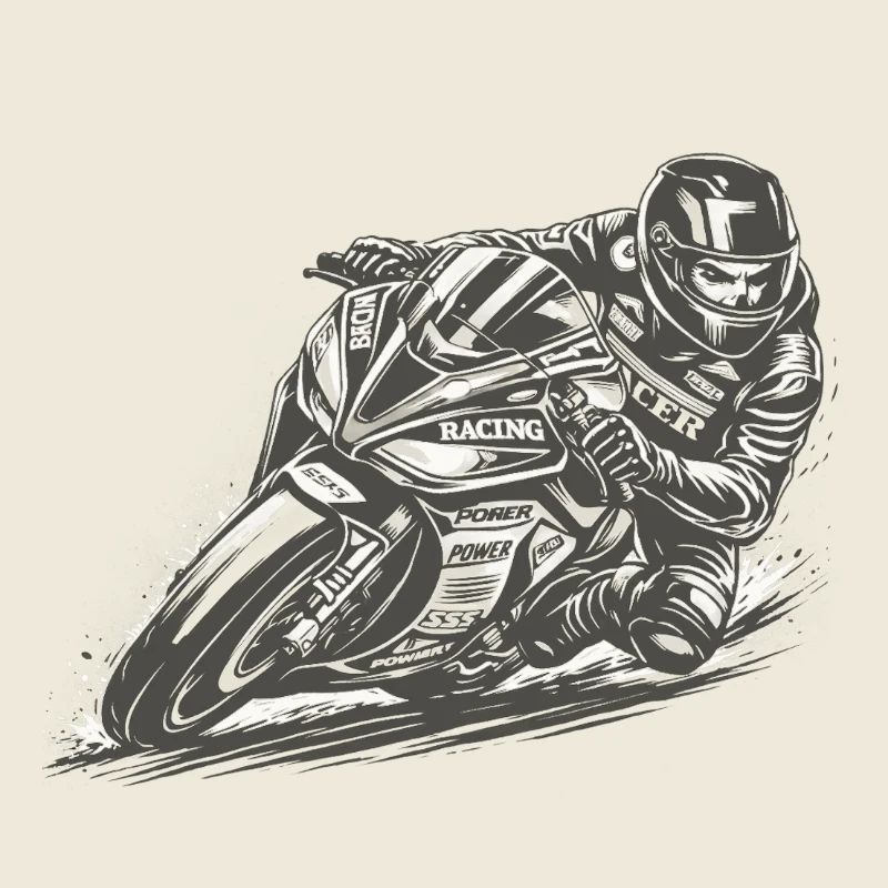 Motocycliste de course agressif dans la courbe
