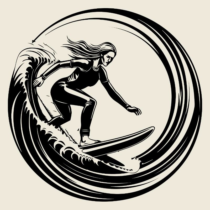 Silhouette de la Femme Surfeuse