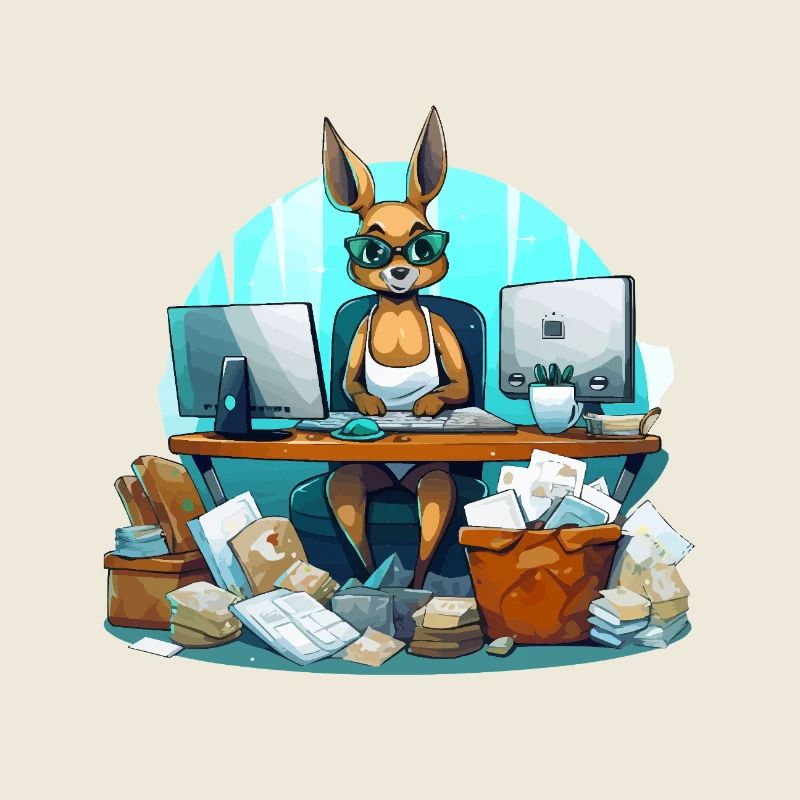 Kangaroo in the office chaos