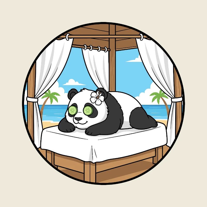 Beach Spa Panda Bear Relaxing Art