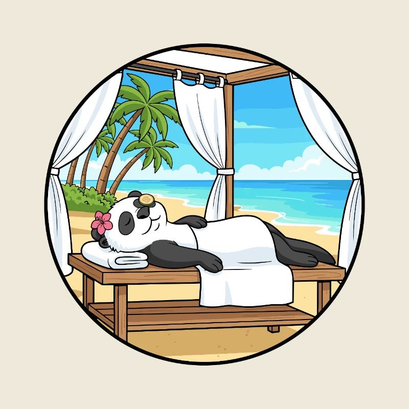 Beach Spa Panda Bear Relaxing Art