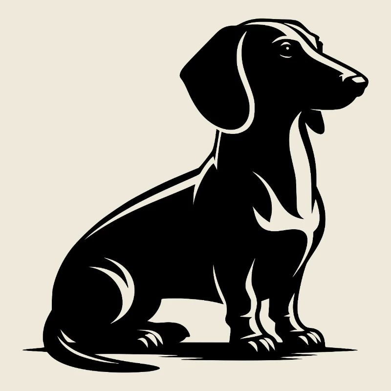 Noble teckel dessinant Chien de chasse Silhouette