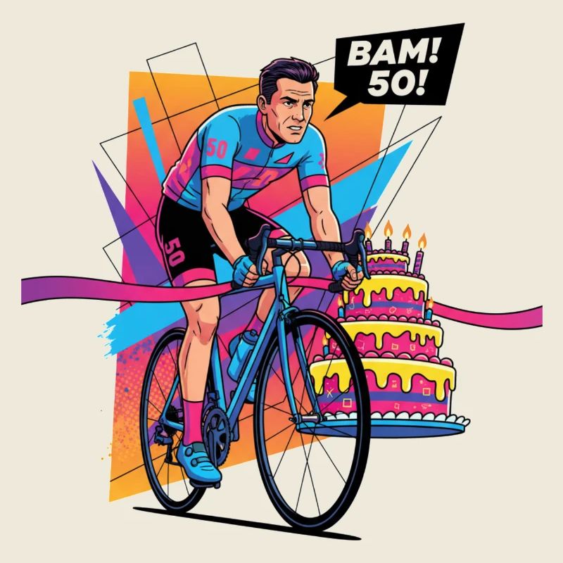 BAM! 50. Geburtstag Radfahrer-Pop Art