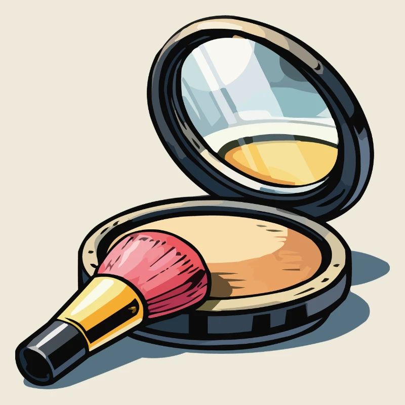 Powder brush illustration makeup