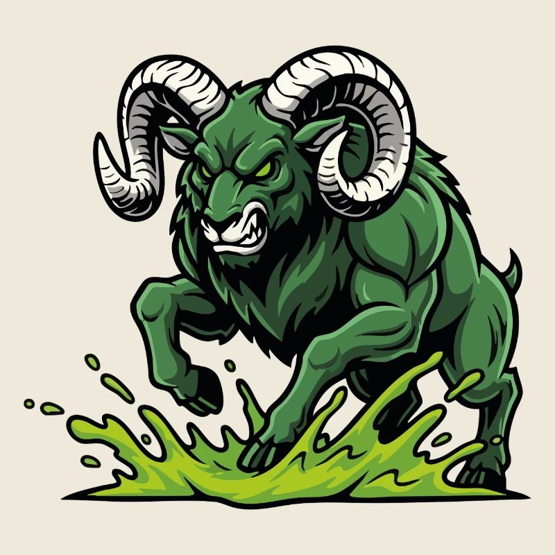 Ram Green Toxic Charge Mascot Ram