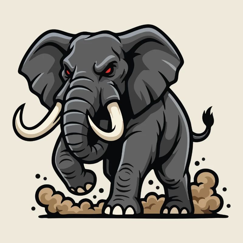 Éléphant Sauvage Charge Mascotte Elephant Power