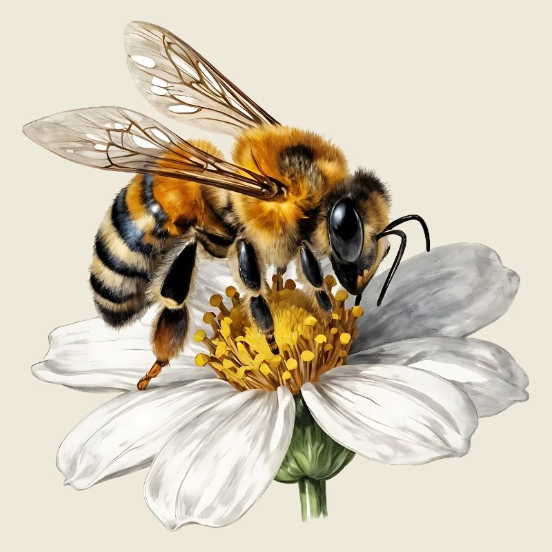 Biene auf weißer Blume