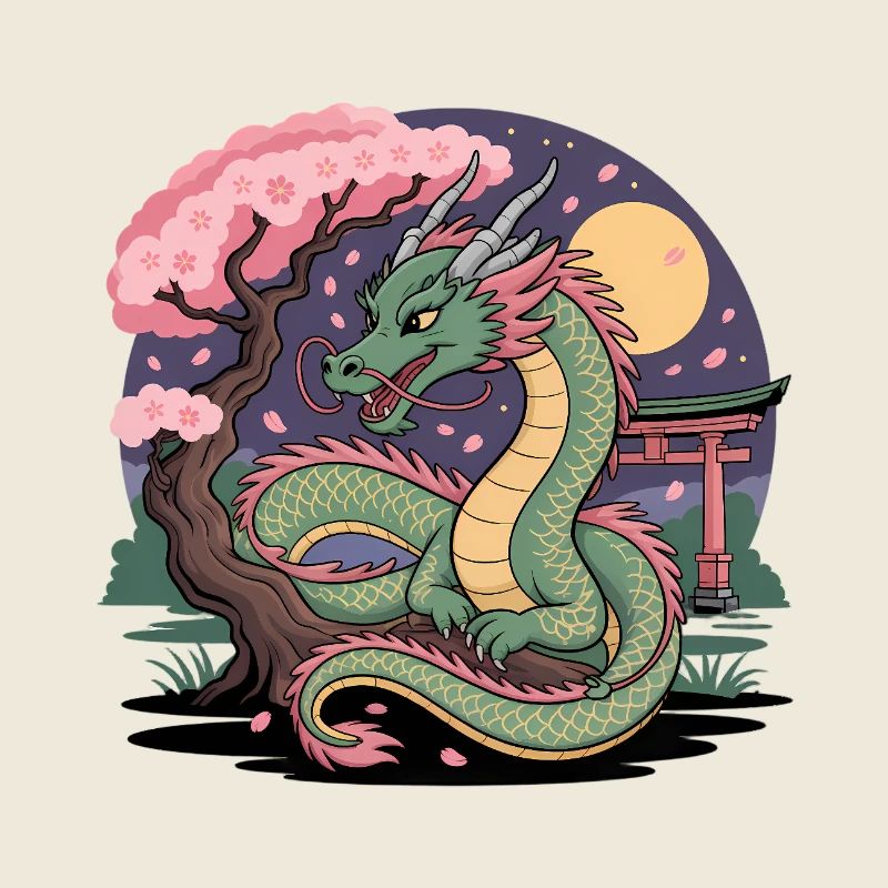Dragon Sakura sous lune