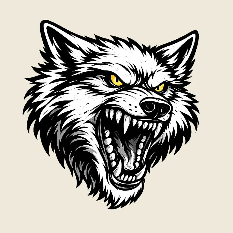 Angry Wolf Head – Aggressive Wolf Design