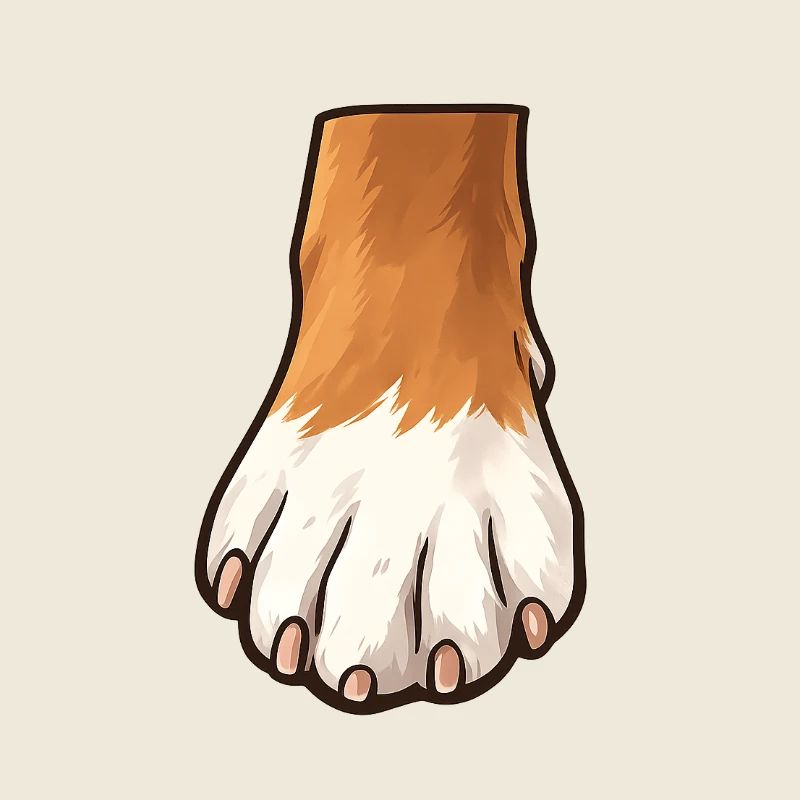 Conception de pattes de chien brunes blanches