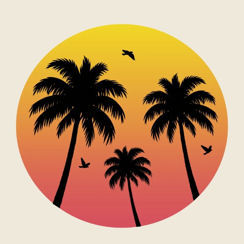 Sunset Palm Tree Beach