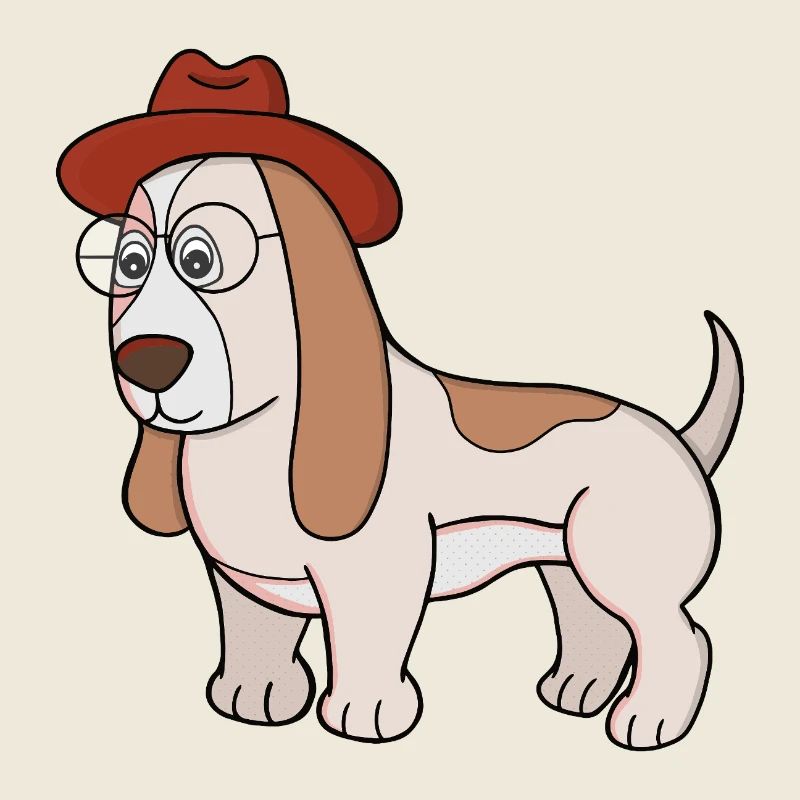 Brillen-Beagle mit Fedora