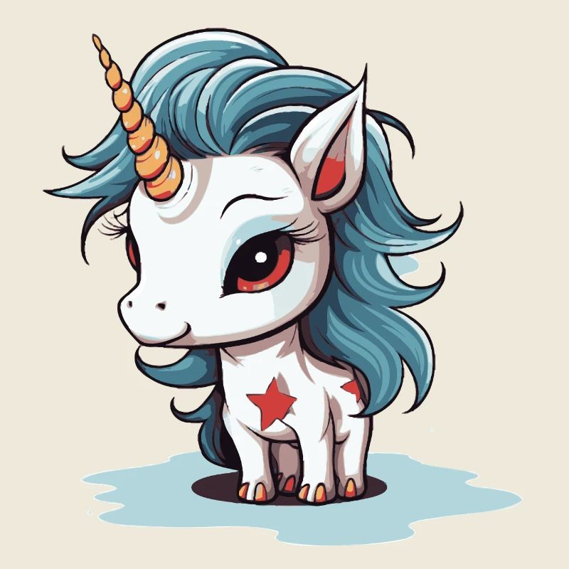 Blauer Mähne Unicorn mit Stern