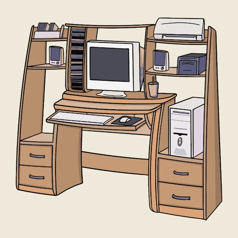 Installation rétro de bureau d’ordinateur dans les années 90 et 2000 Nostalgique