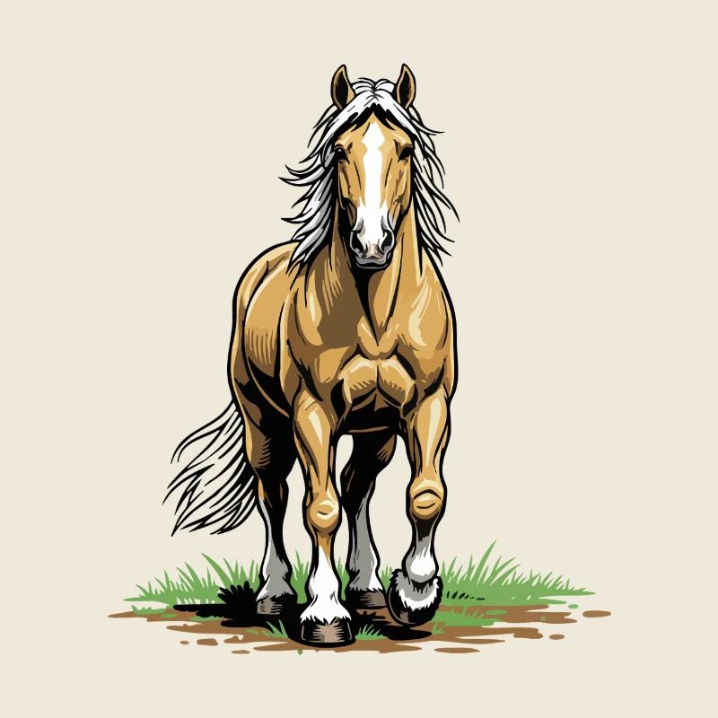 Cheval Palomino de Face Élégance Équestre Chic