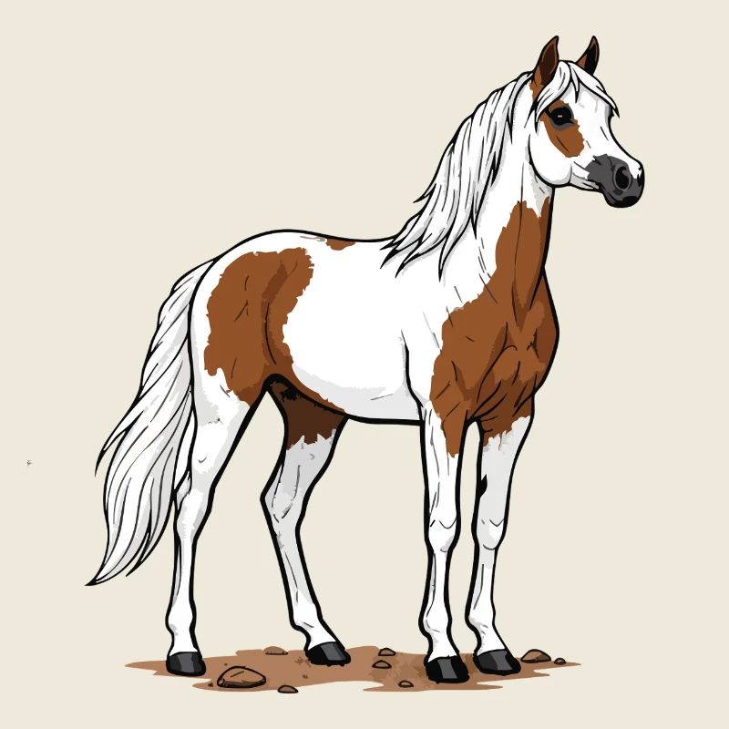 Cheval Pie Marron et Blanc Élégance Équestre