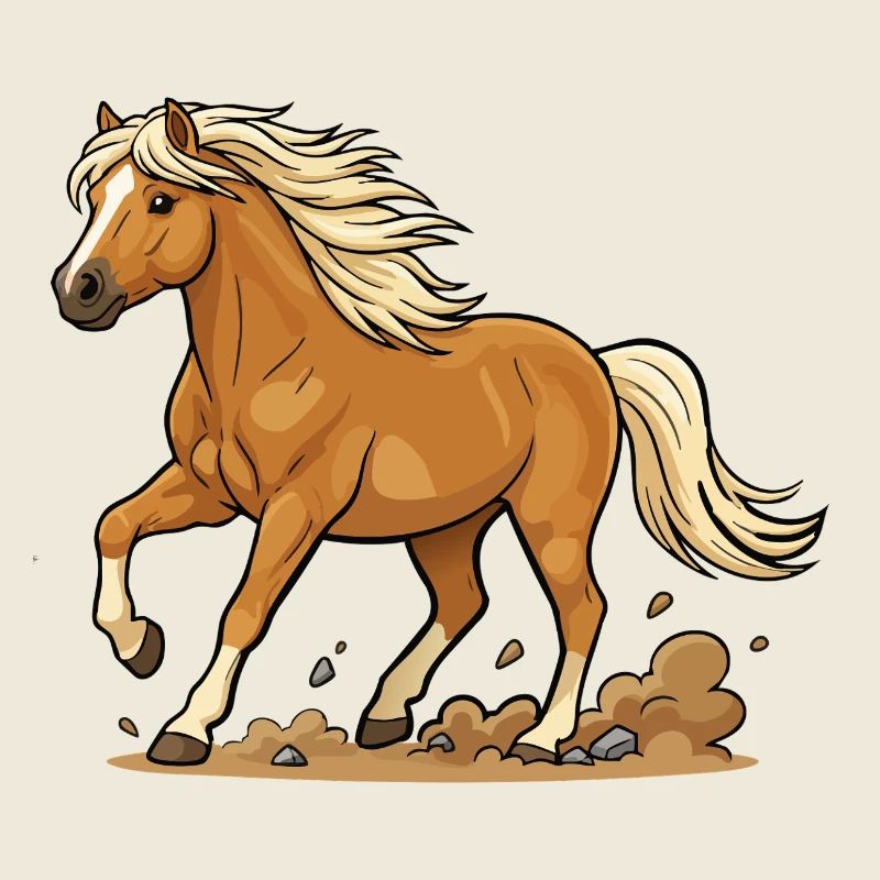 Goldponyblonde Mähne Trab Glücklicher Reiter