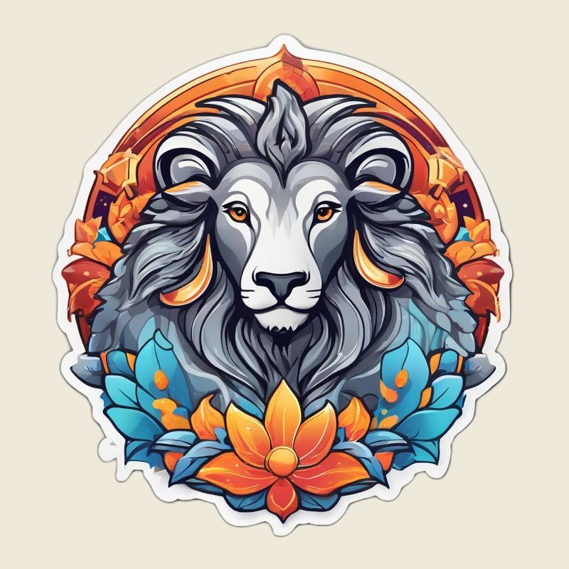 Lion floral coloré imprimé graphique