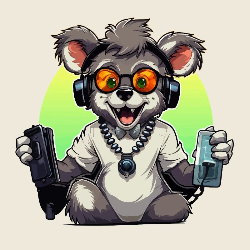 Koala gamer avec casque