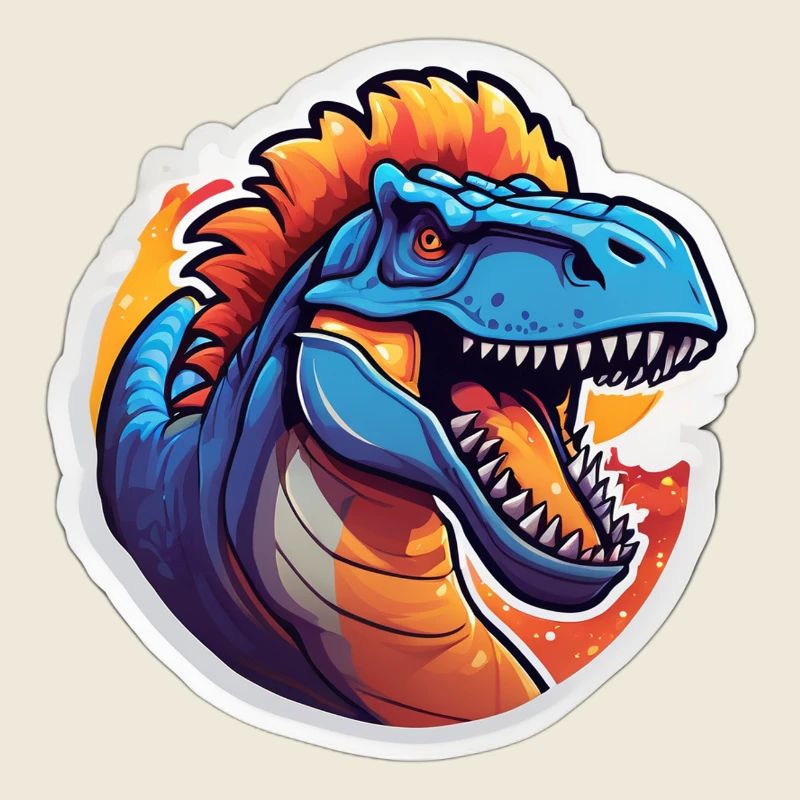 Raptor Bleu Feu Cartoon