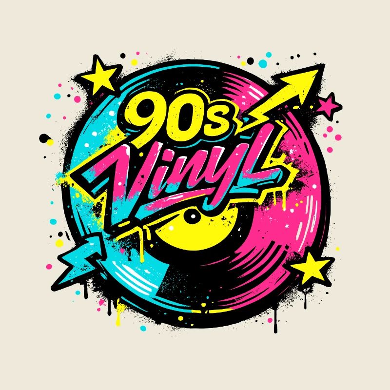 Cercle néon en vinyle des années 90