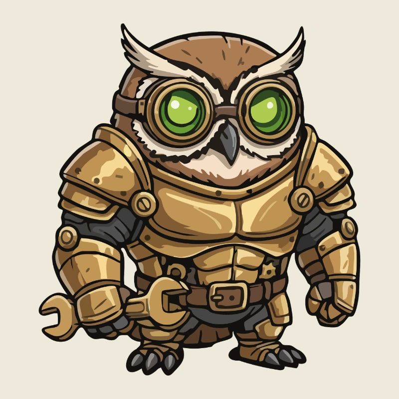 Owl Engineer Steampunk Golden Armor