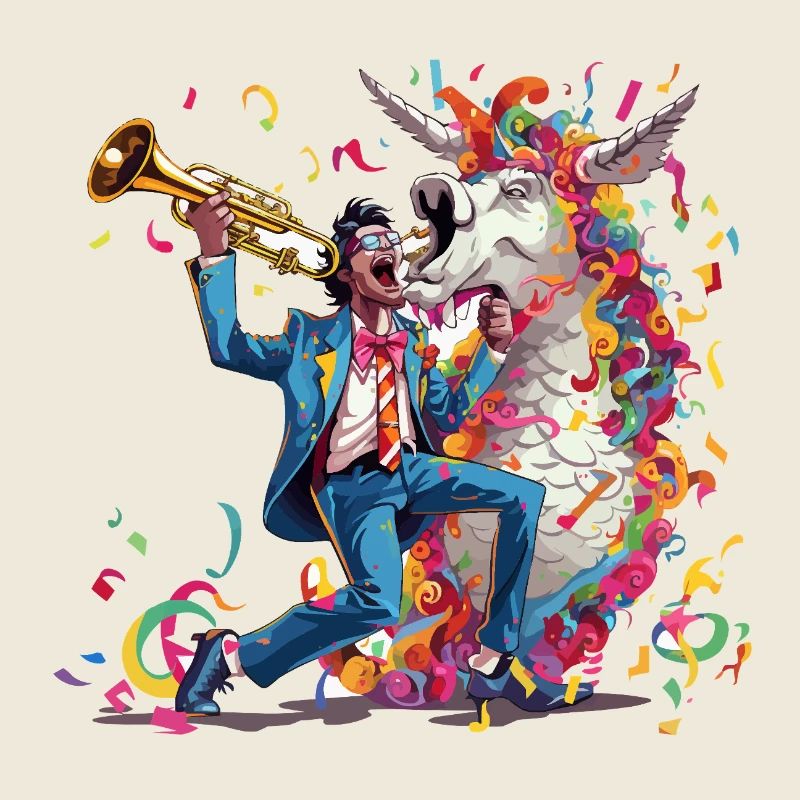 Trompeter und Regenbogen-Einhorn