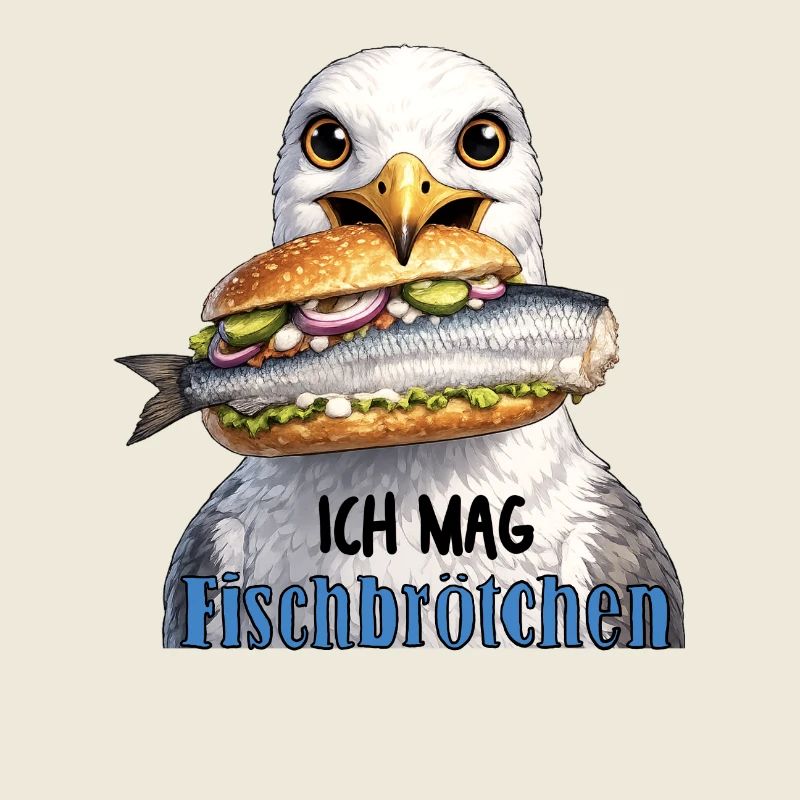 Fischbrötchen Möwe Humor