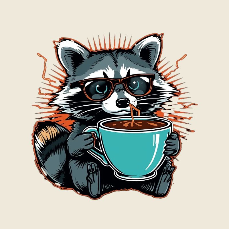 Raton laveur submergé par le café