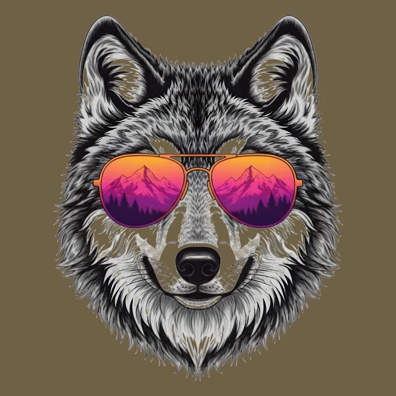 Cool Wolf with Sunglasses Graphic Tee